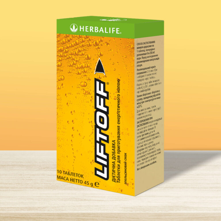 Ліфтофф Апельсин (корисний заряд енергії) від Herbalife Одна шипуча таблетка з апельсиновим або лимонним смаком надає швидкий та ефективний приплив сил для активного життя. Менше калорій, ніж в інших енергетиках.
